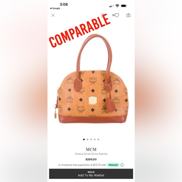 MCM Visetos Heritage Dome Satchel Cognac - Picture 10 of 12